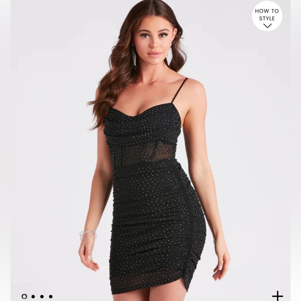 Black rhinestones dress